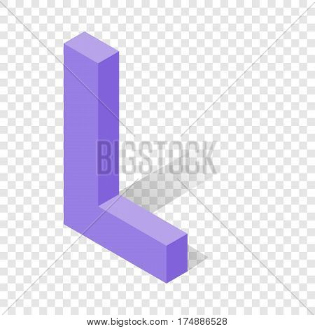 L letter in isometric 3d style with shadow. Violet L letter vector illustration
