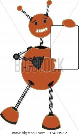 Usmíval se pružná Robot drží prázdný znak