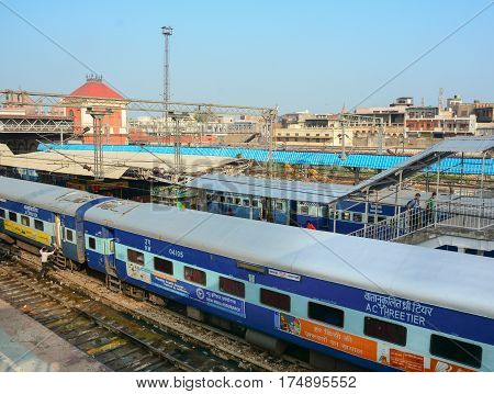Indian Railways Train Stopping At Station