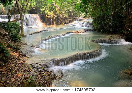 Tat Kuang Si Waterfalls In Luang Prabang, Laos