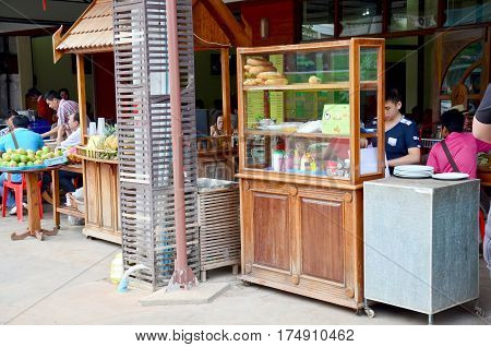 Laotian People Cooking Khao Jee Sandwich Or Baguette Sandwich Is A Famous Street Food For Sale