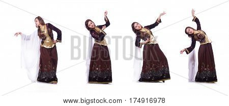 Young lady dancing traditional azeri dance