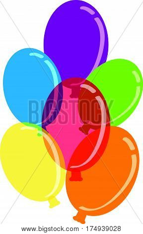 Colour balloons on white background. Vector illustration.