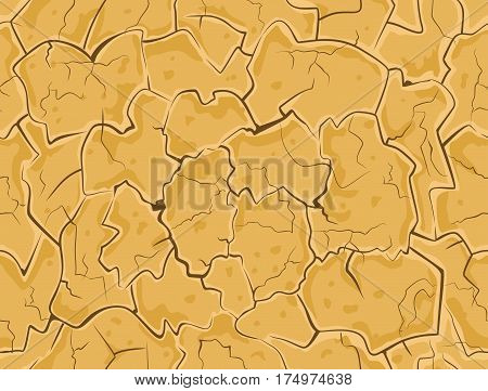 Dry cracked ground. Drought surface earth texture seamless pattern