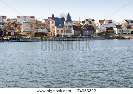 some houses on a island on the swedish westcoast outside gotheburg