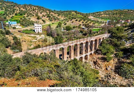 Haroune Roman Aqueduct near Moulay Idriss and Volubilis in Morocco