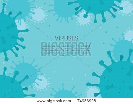 Virus closeup background - flat vector illustration