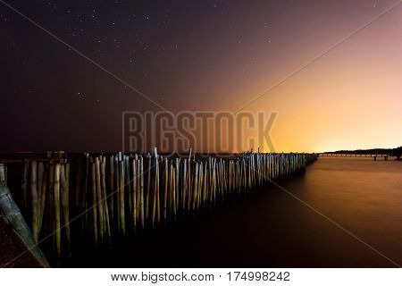 Milky Way Over Sea With Twilight Sky