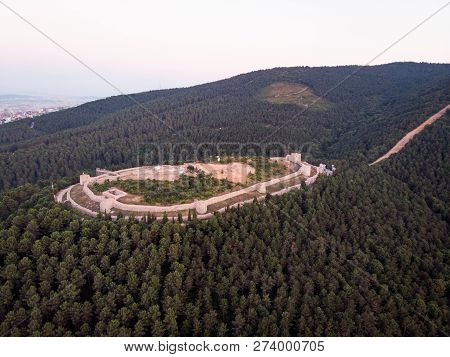 Aerial Drone View Of Aydos Castle In Sultanbeyli / Istanbul