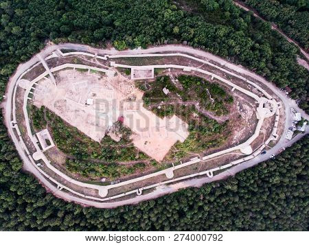 Aerial Drone View Of Aydos Castle In Sultanbeyli / Istanbul