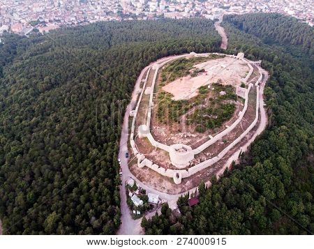 Aerial Drone View Of Aydos Castle In Sultanbeyli / Istanbul