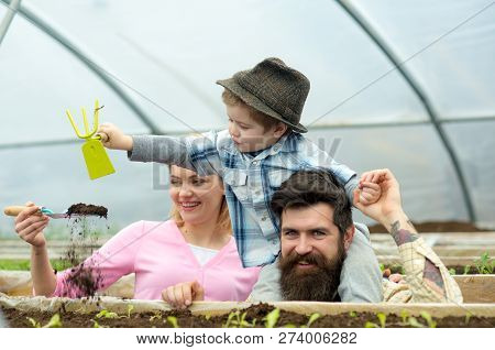 Child Development. Child Development In Happy Gardener Family. Child Development Concept. Child Deve