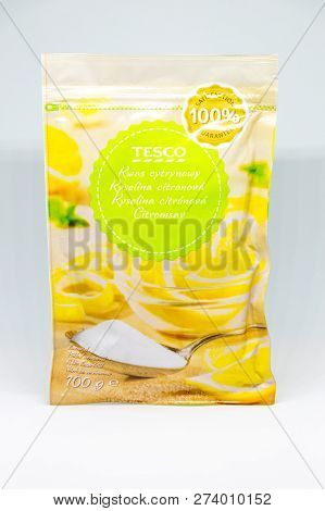 Pruszcz Gdanski, Poland - December 14, 2018: Bag Of Tesco Citric Acid.