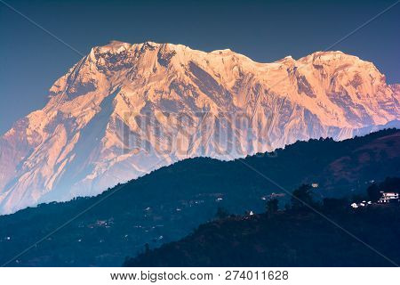 Mountain Peak Annapurna View From Pokhara City , Nepal