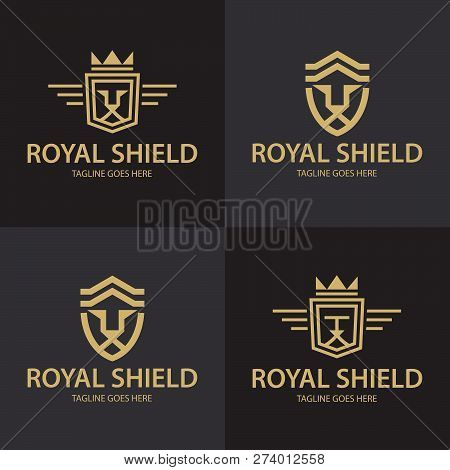 Lion Shield Logo Design Template. Vector Illustration