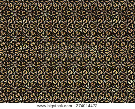 Geometrical Abstract Vector Art Deco Pattern From Gold Hand Drawn Elements. Textile Fantasy Print. W