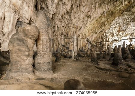 Picturesque Karst Features Illuminated In The Cave, Postojna Grotte