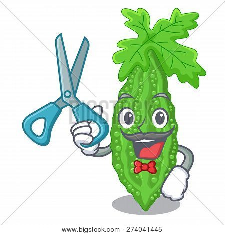 Barber Bitter Melon Isolated On A Mascot