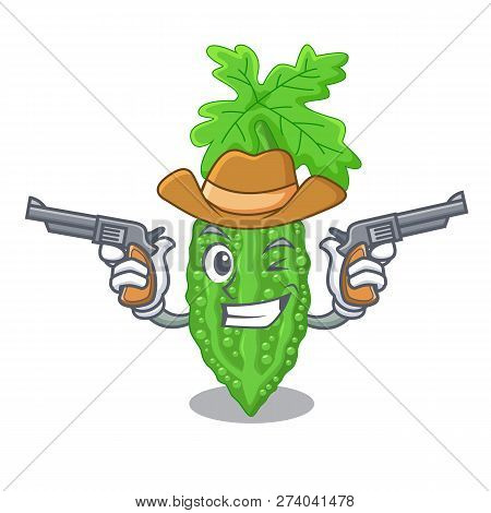 Cowboy Bitter Melon Isolated On A Mascot