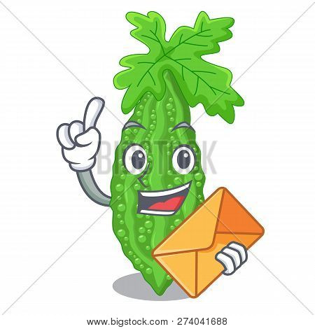 With Envelope Bitter Melon Gourd On Shape Cartoon