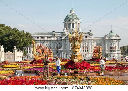 Bangkok, Thailand - December 15, 2018 : People Visit The Royal Winter Festival (un Ai Rak 2), Ananta