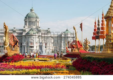Bangkok, Thailand - December 15, 2018 : People Visit The Royal Winter Festival (un Ai Rak 2), Ananta