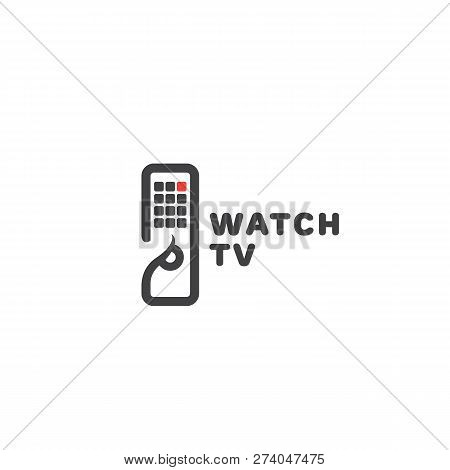 Watch Tv Logo Template Design With A Tv Remote Control. Vector Illustration.