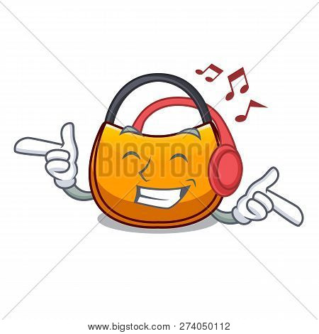 Listening Music Hobo Bag Outline On Image Cartoon