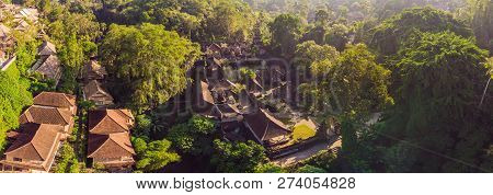 Aerial Shot Of The Pura Gunung Lebah Temple In Ubud On The Bali Island