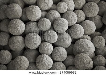 Collection Of  Ancient Stone Cannon Balls. Stone Bullets.