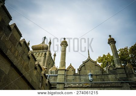 Facade Of Vorontsov Palace In Crimea, Closeup.