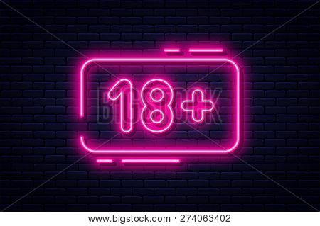 Neon Sign, Adults Only, 18 Plus, Sex And Xxx. Restricted Content, Erotic Video Concept Banner, Billb