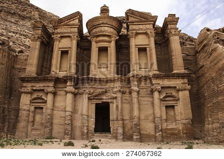 Ad Deir In The Ancient City Of Petra, Jordan. Ad Deir Is Known As The Monastery.