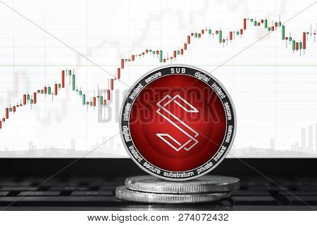 Substratum (sub) Cryptocurrency; Substratum Coin On The Background Of The Chart