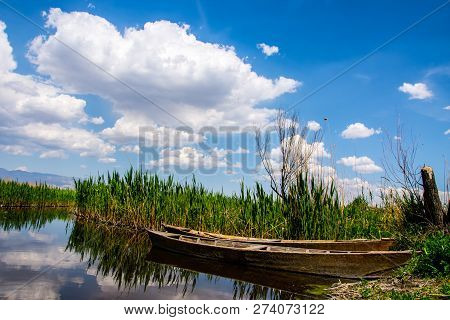 The Boats In The Eber Lake In Turkey