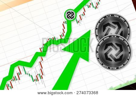 Bytom (btm) Index Rating Go Up On Exchange Market; Cryptocurrency Chart On Tablet Pc (smartphone) Wi