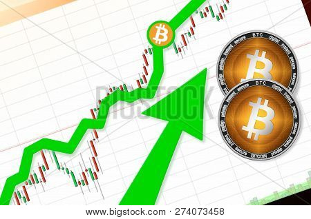 Bitcoin (btc) Index Rating Go Up On Exchange Market; Cryptocurrency Chart On Tablet Pc (smartphone) 
