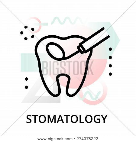 Modern Flat Editable Line Design Vector Illustration, Concept Of Stomatology Icon On Abstract Backgr