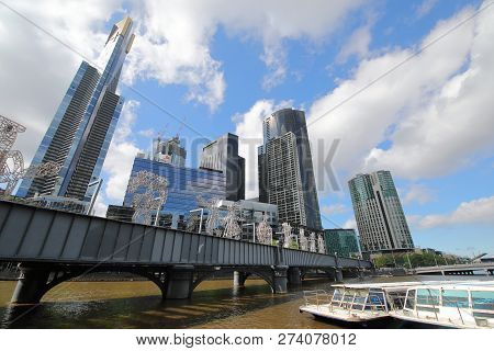 Melbourne Australia - November 28, 2018: Southbank Cityscape Melbourne Australia