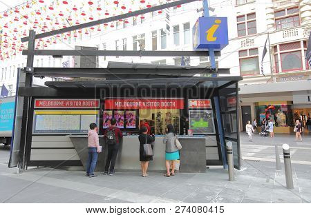 Melbourne Australia - November 28, 2018: Unidentified People Visit Tourist Information Centre Bourke