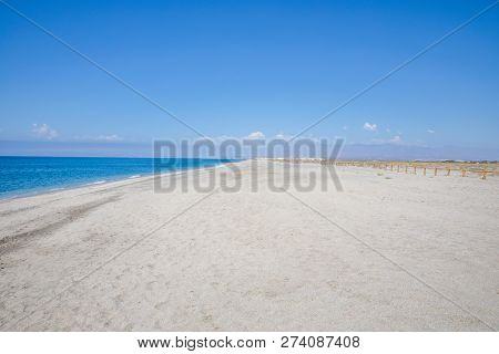 Seashore Of Sandy Long Beach Of Cabo De Gata In Almeria