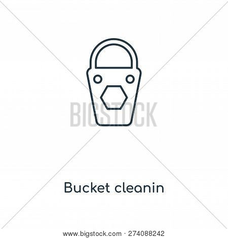 Bucket Cleanin Icon In Trendy Design Style. Bucket Cleanin Icon Isolated On White Background. Bucket