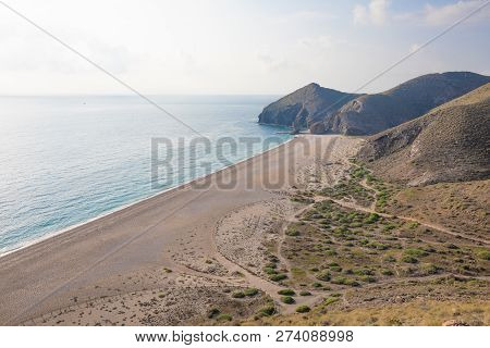 Famous Beach Of The Dead People From Above In Cabo De Gata Almeria