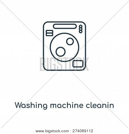 Washing Machine Cleanin Icon In Trendy Design Style. Washing Machine Cleanin Icon Isolated On White 