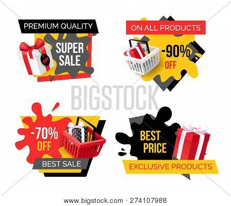 Special Promotion On Exclusive Products Sellout Banners Set. Presents Boxes Bought On Sellout, Purch