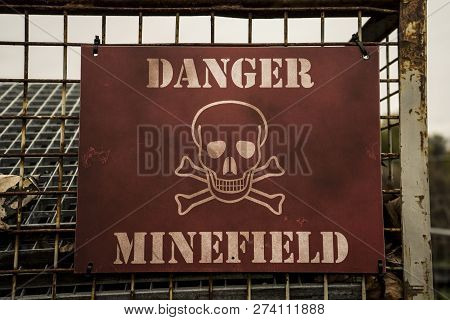 Plate Danger Minefield. Photo Plate Danger Minefield