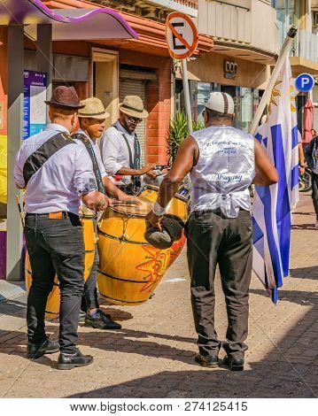 Candombe Group At Traditional Ciudad Vieja District, Montevideo, Uruguay