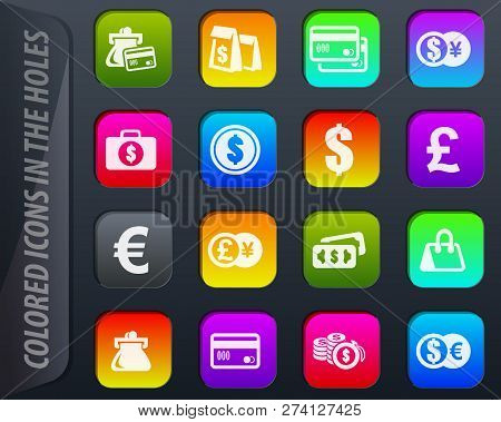 E-commers Vector Colored Icons In The Holes Easily Adapt To Any Background
