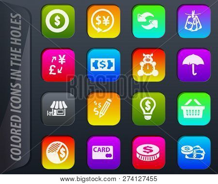 E-commers Vector Colored Icons In The Holes Easily Adapt To Any Background
