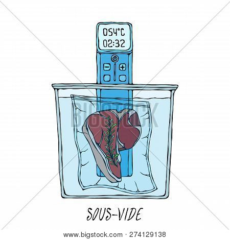 What Is Sous-vide. Slow Cooking Technology. Perfect Tender Juicy Meat Steak. Vacuumizer Food Sealer.